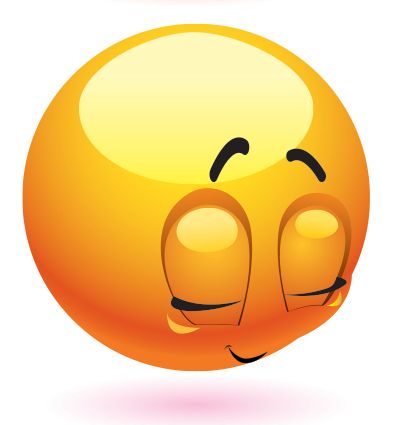 an emoticive smiley face with eyes closed and one eye opened to the side