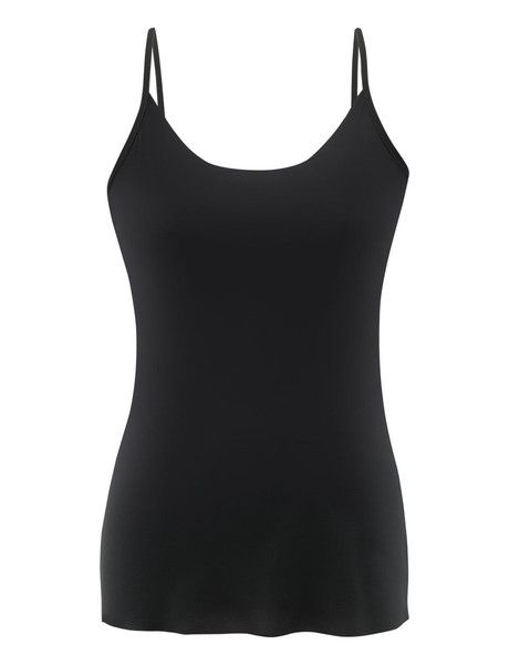 Whisper Weight Layering Cami: seamless layering microfiber top — commando® Stretch Camisole With Built-in Bra For Layering, Camisole With Built-in Bra And Minimal Stretch, Elastane Camisole With Built-in Bra, Stretch Camisole With Built-in Bra, Sleeveless Modal Camisole With Built-in Bra, Black Stretch Camisole With Delicate Straps, Stretch Bra-friendly Camisole For Layering, Adjustable Spaghetti Strap Elastane Tank Top, Stretch Modal Tank Camisole