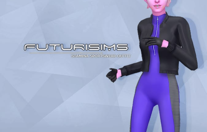 a woman in a black and purple suit standing next to a blue background with the words futuraisms on it