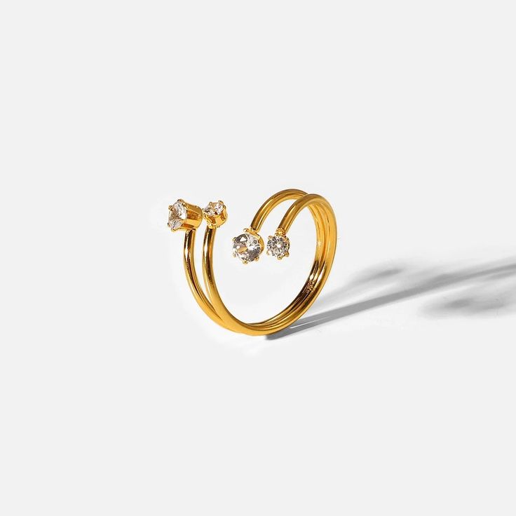 Diamond Open Ring - Modern Elegance – Someone & HerOwn Bridal Vibes, Open Diamond Ring, Simple Diamond Ring, Bold Rings, Simple Diamonds, 18k Gold Ring, Zircon Ring, Cz Diamond, Stunning Jewellery