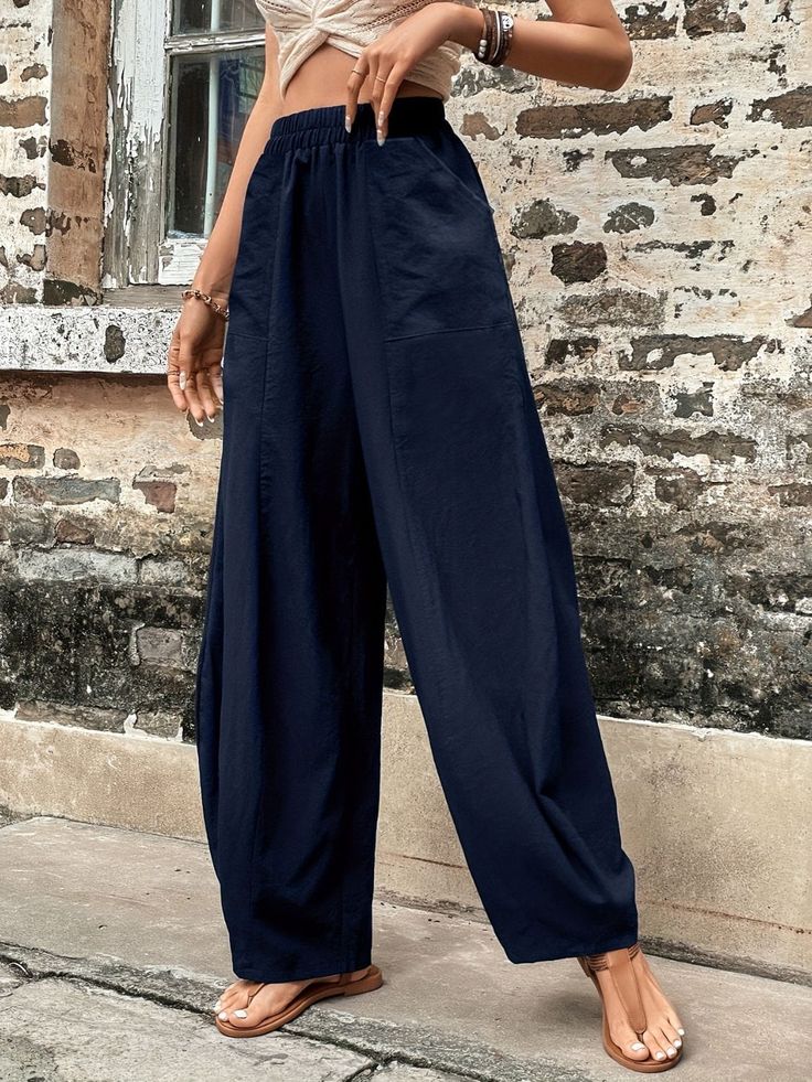 Add a funky flair to your fall wardrobe with our GYPSY-Elastic Waist Pants! These pants not only offer a casual and stylish look, but also have convenient pockets for all your essentials. Say goodbye to boring pants and hello to fashion and function! PRODUCT MEASUREMENTS (INCH) Size US Bottom Length Waist ⏹️ Hip 🟡 S 4 39.4 25.2 40.6 M 6/8 39.8 26.8 42.1 L 10/12 40.4 29.1 44.5 XL 14 40.9 31.5 46.9 WE USE THESE ICONS AS A GUIDE TO INFORM OUR CUSTOMERS HOW THE MEASUREMENTS OF BUST AND/OR WAIST/HIP Casual Blue Pants For Fall, Blue Baggy Harem Pants, Blue Baggy Harem Pants Casual, Casual Blue Wide Leg Harem Pants, Trendy Baggy Pants With Side Pockets, Versatile Summer Parachute Pants With Pockets, Versatile Parachute Pants With Pockets For Summer, Casual Blue Pants With Pockets, Blue Relaxed Fit Harem Pants With Pockets