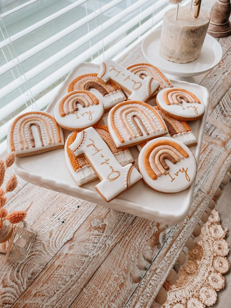 some cookies are on a white tray