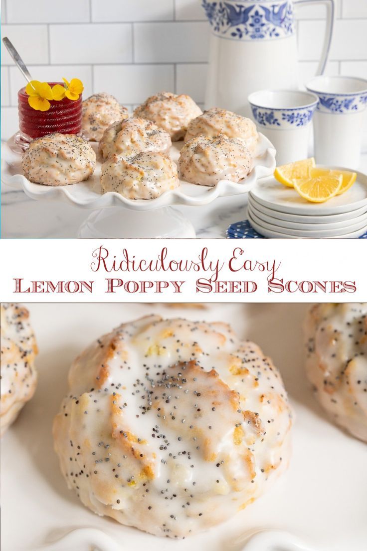 lemon poppy seed scones on a white plate