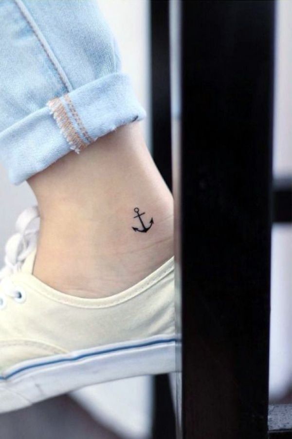 Tiny Anchor Tattoo, Cute Ankle Tattoos, Tiny Tattoos For Women, Small Anchor, Anker Tattoo, Tato Henna, Ankle Tattoos For Women, Tattoo Trend, Anchor Tattoos