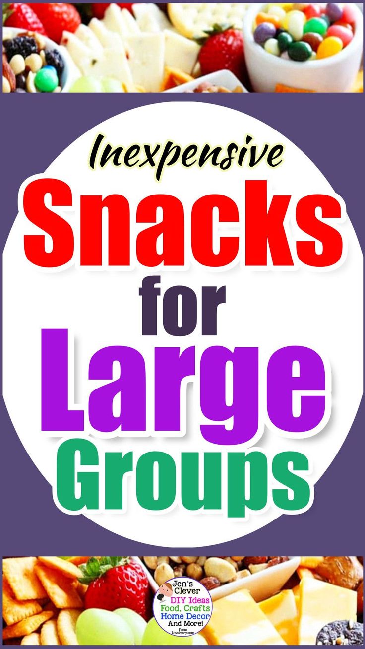 an advertisement for some kind of food with the words snacks for large groups