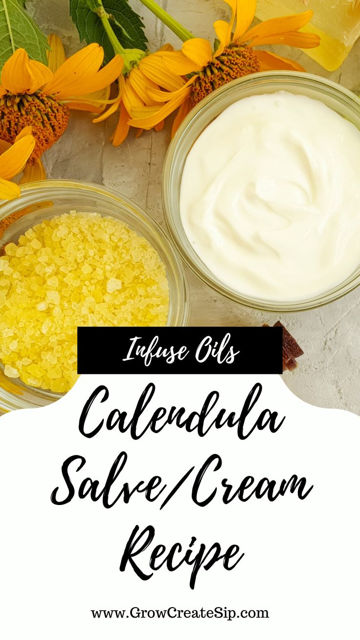 caledala salt and cream recipe with flowers in the background