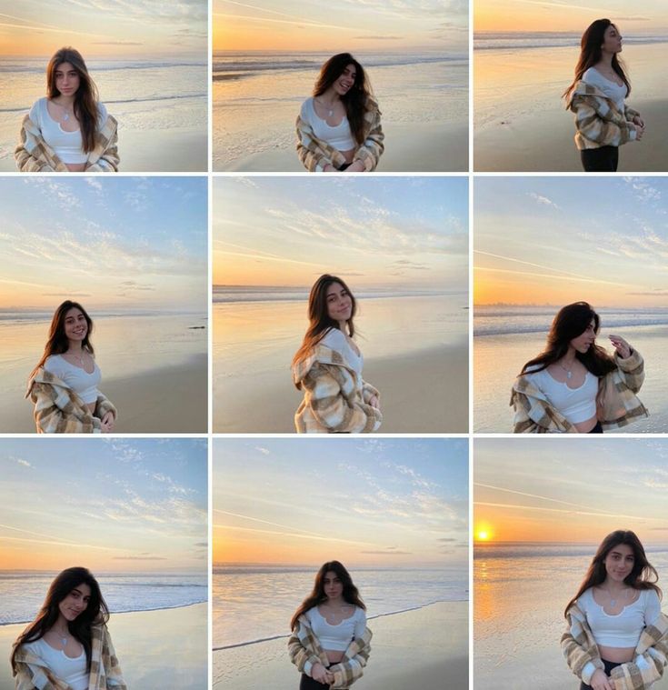 a woman standing on top of a beach next to the ocean