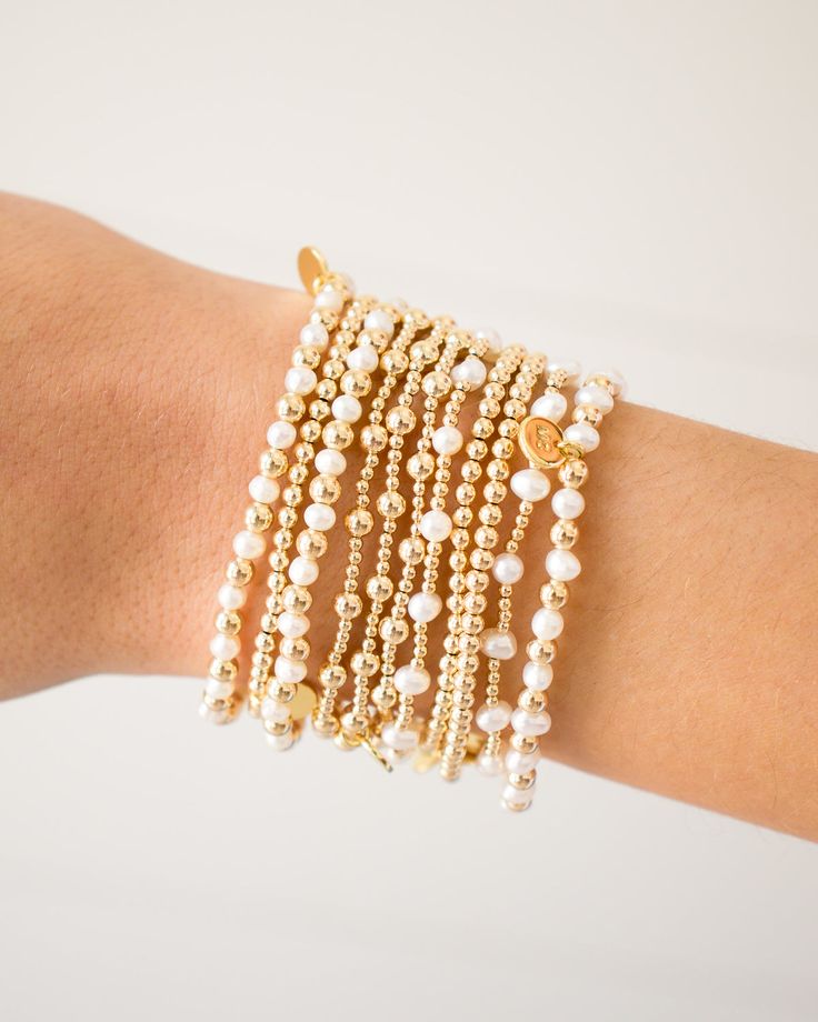 Stacked By MAC Gold Filled Bracelet - 2MM – MAC Collection Women’s Beaded Bracelets, Good Bracelet Stack, Cute Gold Bracelet, Everyday Gold Bracelet Stack, Beaded Gold Bracelet, E Newton Bracelets Stack, Newton Bracelets, E Newton Bracelet Stack, Enewton Stack