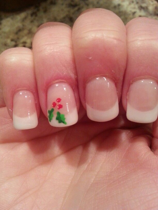 Christmas French Tip Nails Holly, Holly Berry Nails, Holly Nails, Kid Nails, Berry Nails, Nail Color Combos, Winter Nails Acrylic, Christmas Nails Easy, Short Square Nails