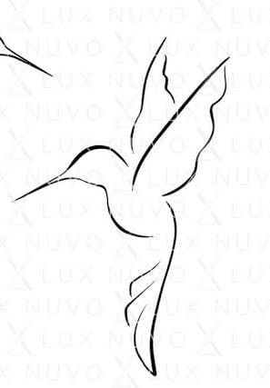 a black and white drawing of a humming bird