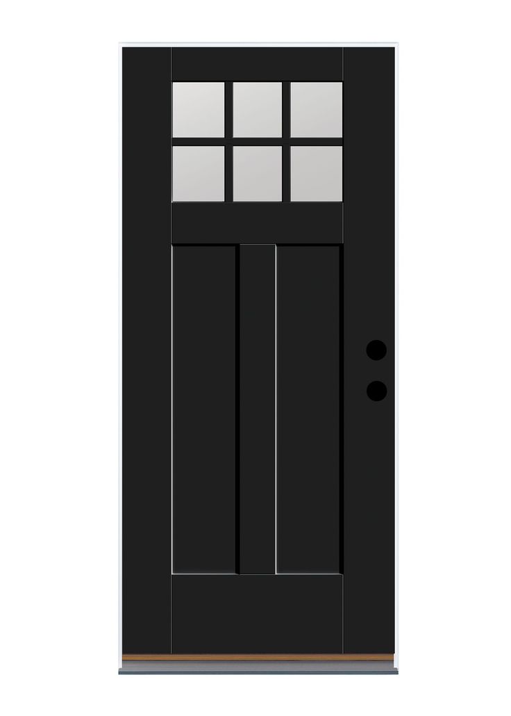 a black door with three panes on the side