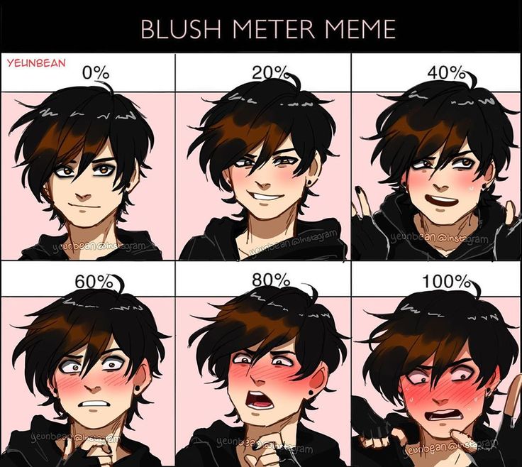 an anime character's face with different facial expressions and hair styles, which include the same