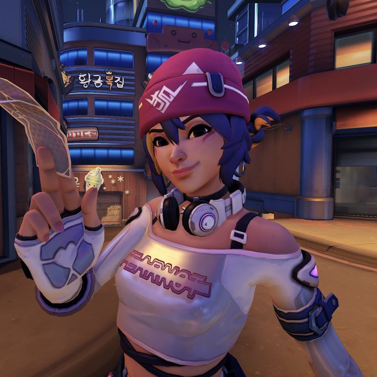 an animated character in a video game pointing to the camera