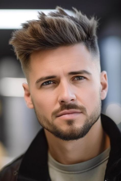 Short Textured Quiff Men's Hairstyle, Mens Quiff Hairstyles, New Hairstyles For Men, Mens Haircuts Thick Hair, Quiff Hairstyles Men, Hair Tips For Men, Short Quiff, Haircut Ideas For Men, Mid Fade Haircut