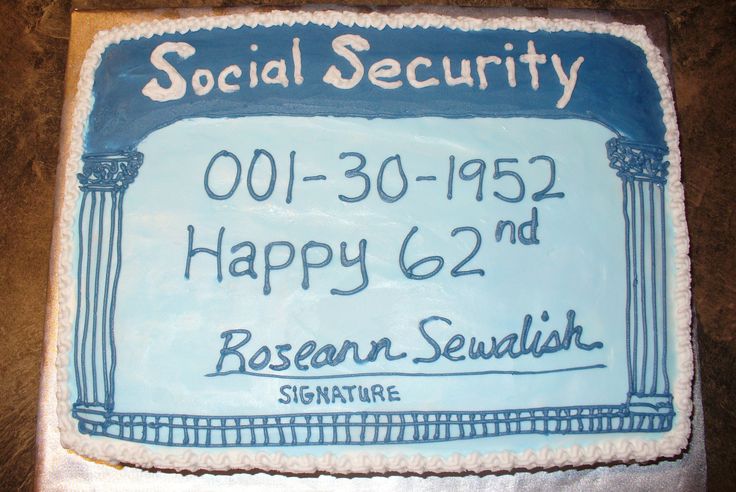 a cake that has been decorated with the name of someone's social security service