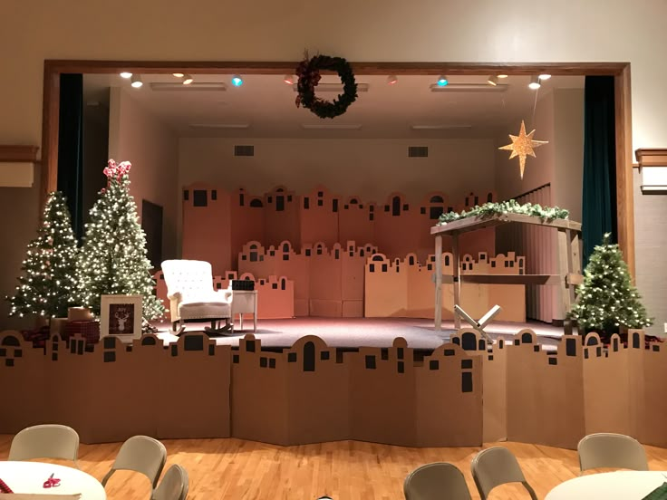 the stage is set up for a christmas show