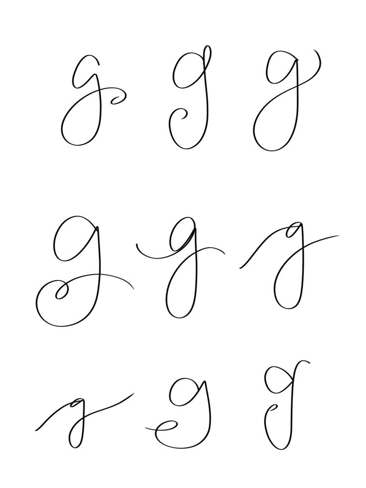 the letter g in cursive handwriting is shown with an upper and lower case