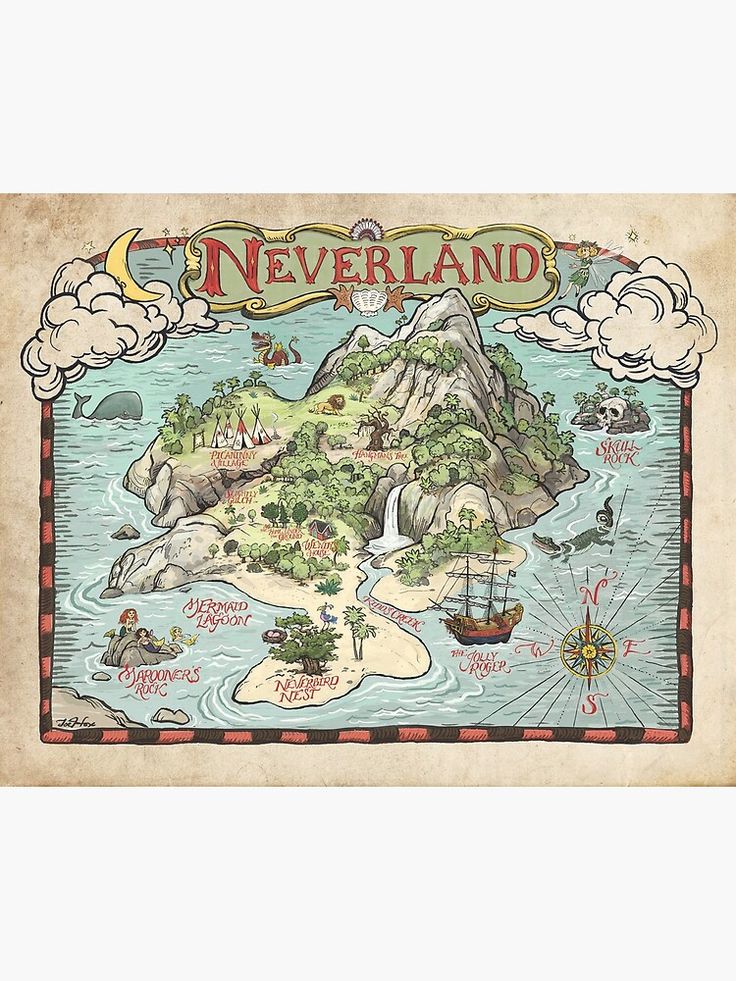 an old map with the name neverland on it