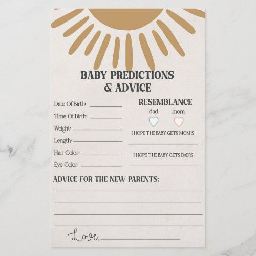 a baby advice card with the sun on it