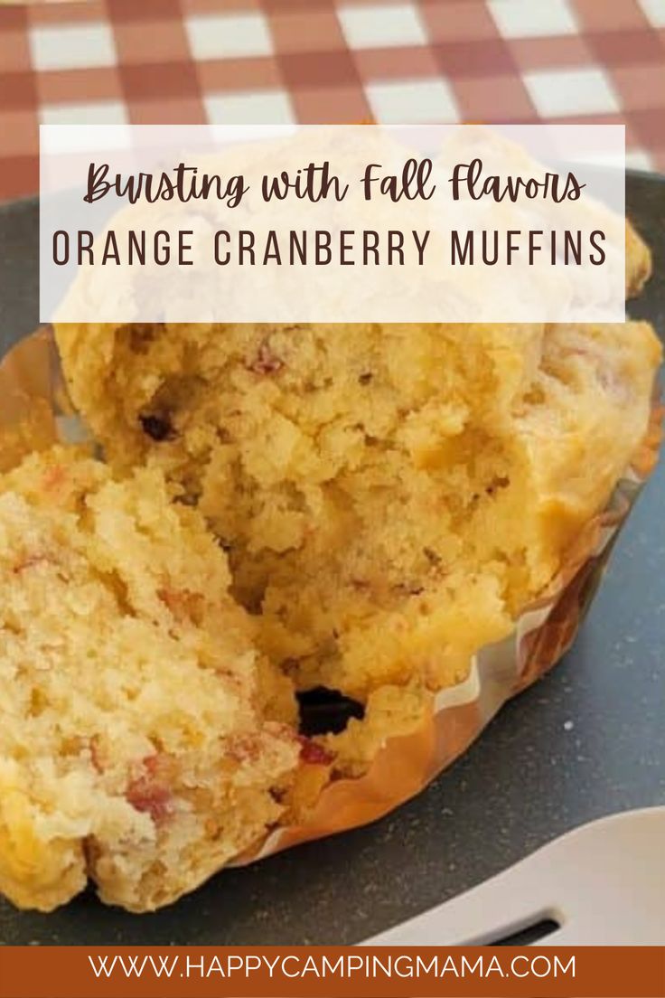 orange cranberry muffins with text overlay