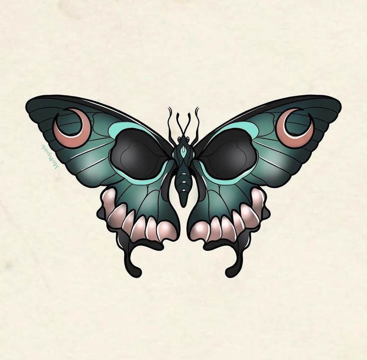 a blue butterfly with pink and black wings