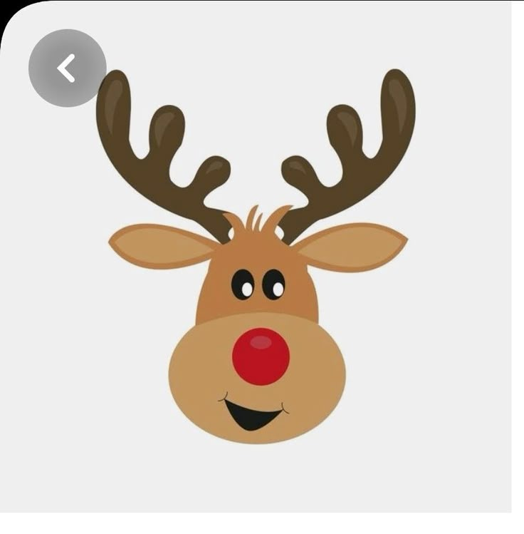 a reindeer's head with red nose and antlers