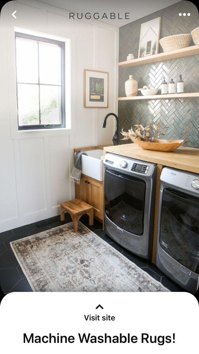 a washer and dryer in a small room