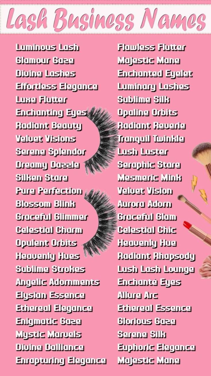 an image of the last business names for makeup brushes and eyeliners on a pink background