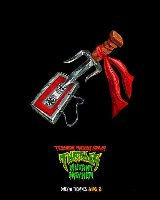 there is a poster for teenage mutant warrior with a knife in it's mouth