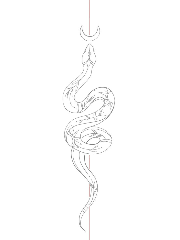 a drawing of a snake hanging from a hook