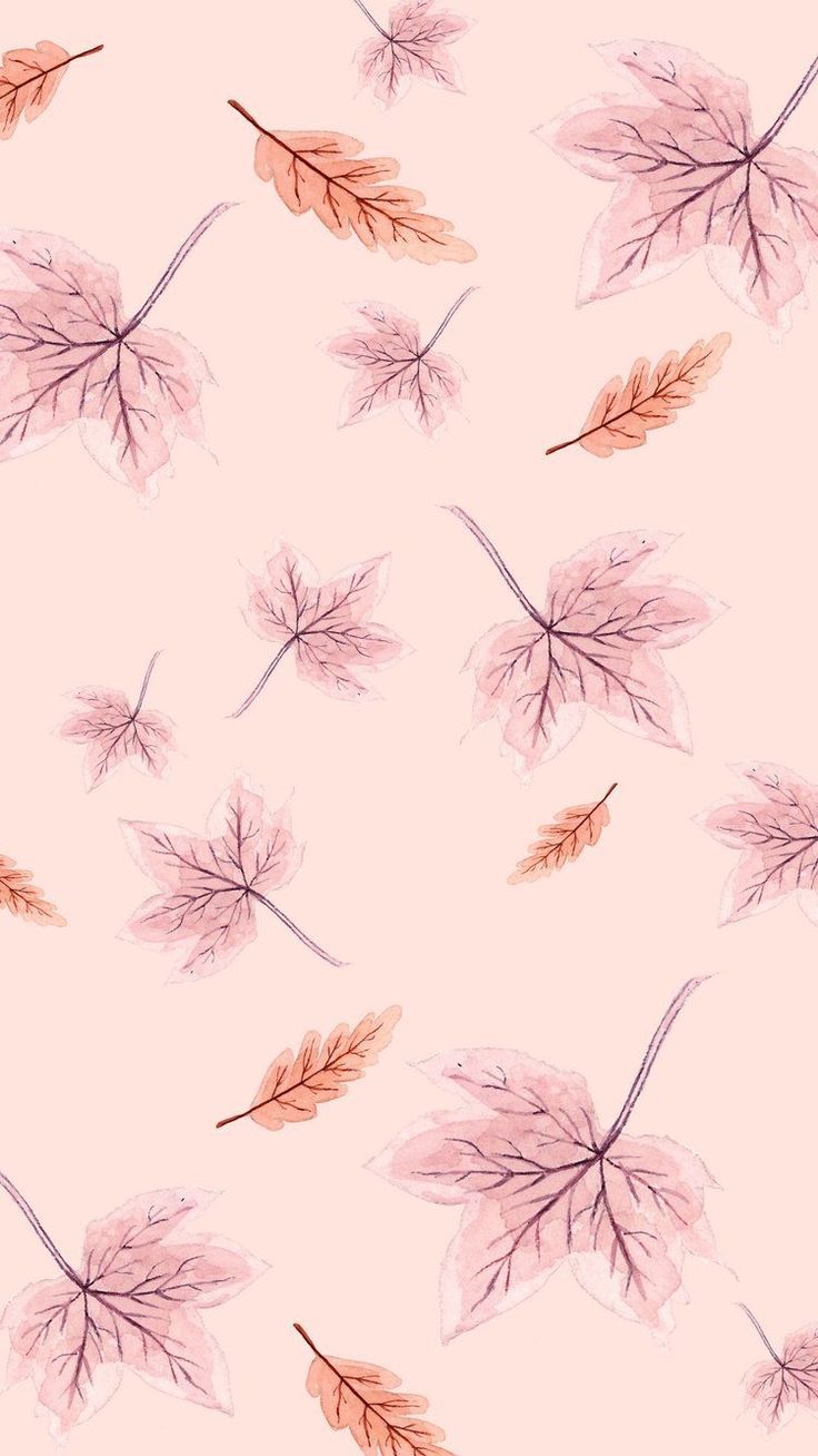 watercolor leaves on a pink background