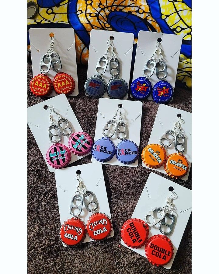 six different colored bottle caps with the words i love you on them are displayed in front of a card