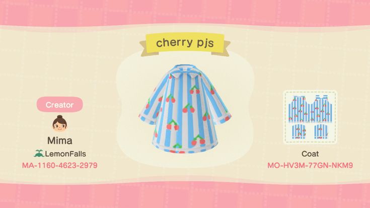 an animal crossing character is wearing a blue and white striped shirt with cherry pis on it