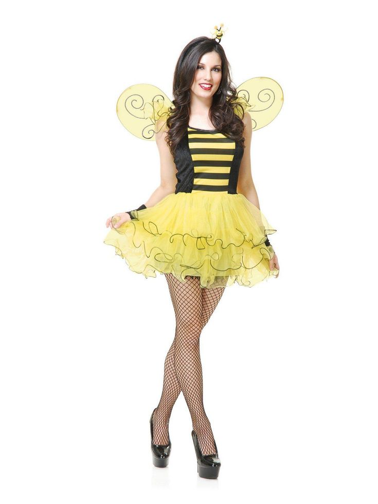 Adult Sweet Bee Costume - costumes.com Bee Costumes, Bumblebee Halloween, Yellow Tulle Skirt, Bee Fashion, Bug Costume, Yellow Striped Dress, Bee Costume, Costume Themes, Halloween Fancy Dress