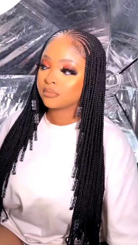 braids hairstyles ideas Braids Bangs Hairstyles, 2024 Braided Hairstyles For Black Women, Ghana Weaving Hairstyles 2024, Knottles Braids, New Braids Hairstyles 2024, Ghana Weaving Hairstyles, Braids Hairstyles Ideas, New Braided Hairstyles, Latest Braided Hairstyles