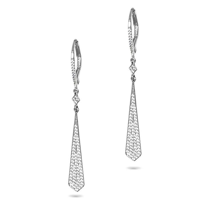 Art deco inspired long kite diamond pave dangle hoop earrings in 14k solid gold matching pendant MP23757 s Dimensions: length (dangle) 32 mm width 5 mm Diamond Information: 128 diamonds .35 cts l Gold: white, yellow and rose gold Delivery: 4-6 weeks, please allow time for delivery Elegant Diamond-cut Linear Earrings For Formal Events, Elegant Diamond Cut Linear Earrings For Formal Occasions, Elegant Linear Diamond Cut Earrings For Formal Occasions, Elegant Filigree Dangle Jewelry, Art Deco Diamond Drop Earrings For Formal Occasions, Art Deco Jewelry With Matching Earrings, Art Deco White Gold Diamond Earrings, Elegant Long Drop Diamond Cut Earrings, Elegant Diamond-shaped Diamond Earrings