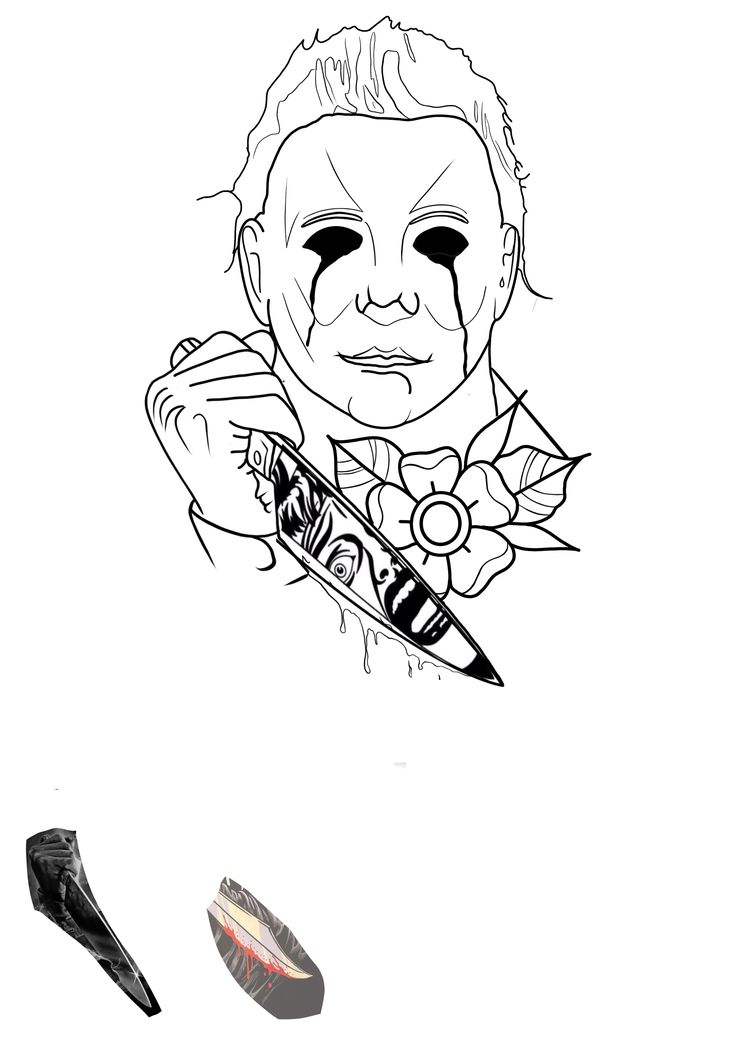 Michael Myers Tattoo Stencil, Michael Myers Stencil, Michael Myers Tattoo Design, Horror Tattoo Stencil, Michael Myers Drawing, Sketchbook Ideas Doodles, Babe Tattoo, Michael Myers Tattoo, Halloween Sketches