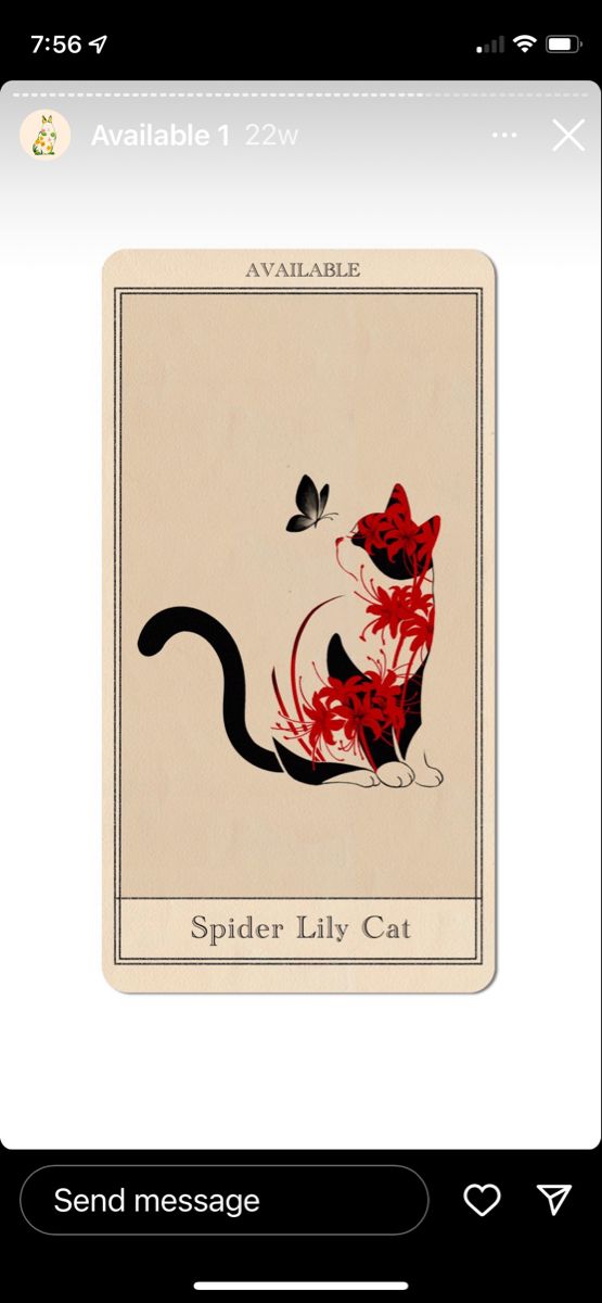 the spider lily cat playing card is shown in this screenshote screen graber