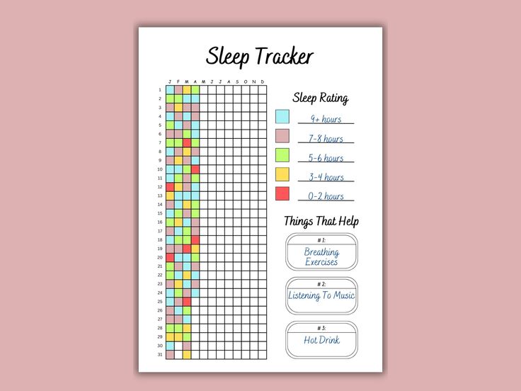 a printable sleep tracker is shown on a pink background with the words sleep tracker below it