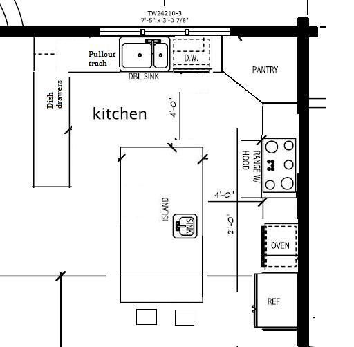 the floor plan for a small kitchen