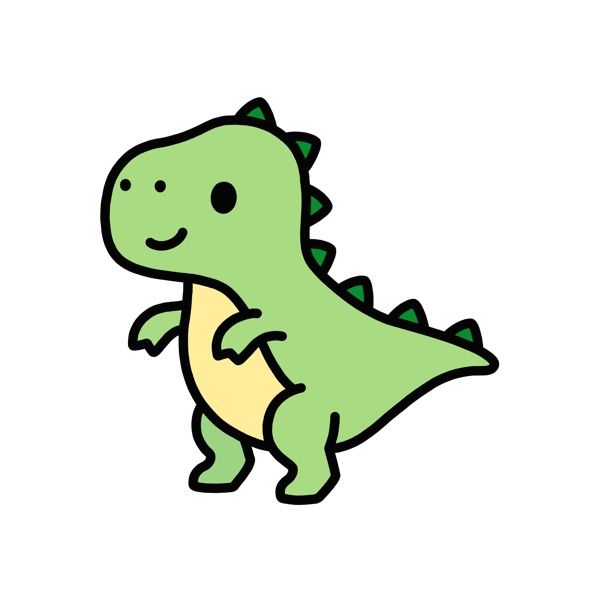 a green and yellow dinosaur standing upright