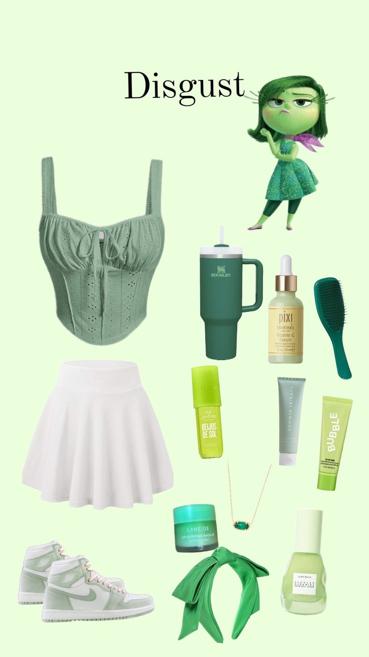 Disgust from Inside Out inspired fit#green Disgust Inspired Outfits, Inside Out 2 Outfit Ideas, Inside Out Outfit Ideas, Disgust Inside Out, Disney Princess Inspired Outfits, Inside Out Costume, Disney Character Outfits, Joy Inside Out, Disney Outfits Women