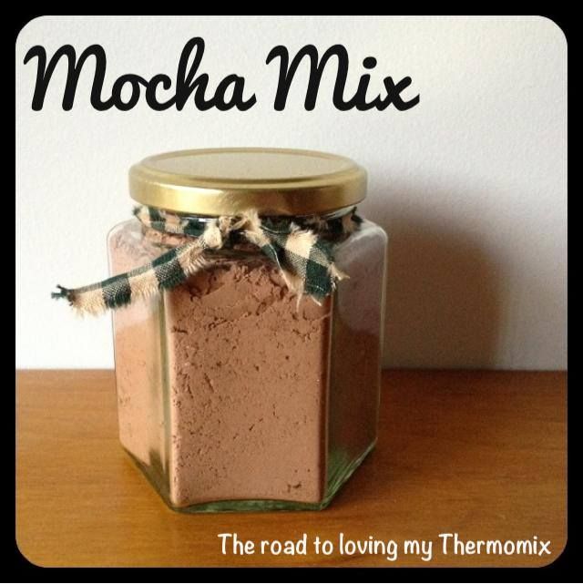 there is a jar that has some kind of food in it with the words mocha mix on it