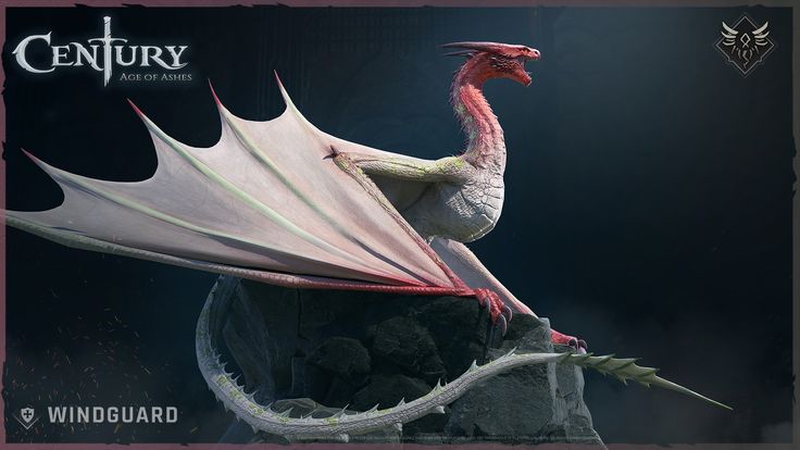 a white and red dragon statue sitting on top of a black rock in front of a dark background