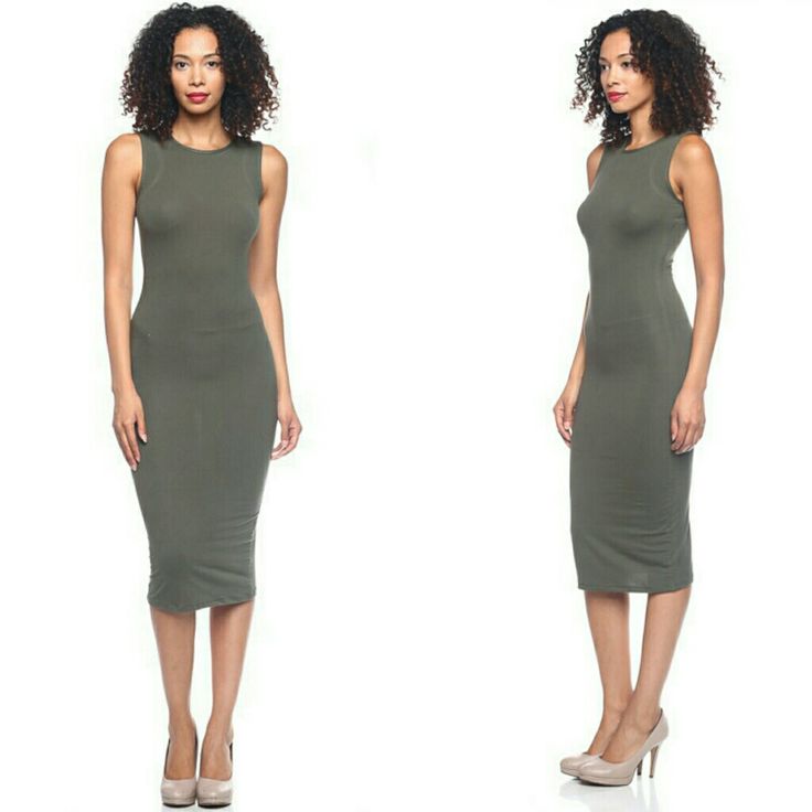 New Olive Tank Midi Dress! Super Soft Stretchy And Non See Through Fabric! Polyester 87% Spandex 13%. Available In S M L. Available In Colors Black, Burgundy, Olive, And Navy. Recommended Sizing: S 0-2, M 4 L 6 Slightly Reduced In Size, Like Juniors Sizes! Flattering Stretch Sleeveless Knee-length Dress, Casual Fitted Elastane Maxi Dress, Flattering Stretch Bodycon Midi Dress, Casual Elastane Midi Dress For Party, Green Midi-length Bodycon Dress, Casual Midi Elastane Bodycon Dress, Casual Elastane Bodycon Midi Dress, Casual Midi-length Elastane Bodycon Dress, Casual Stretch Sheath Maxi Dress