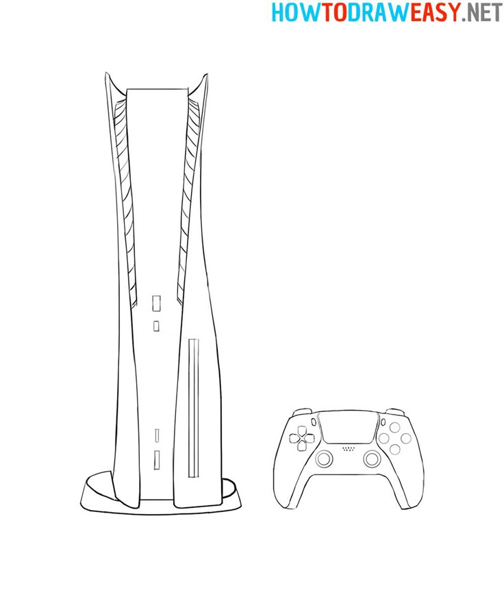 a drawing of a video game controller next to an image of the front and back side of