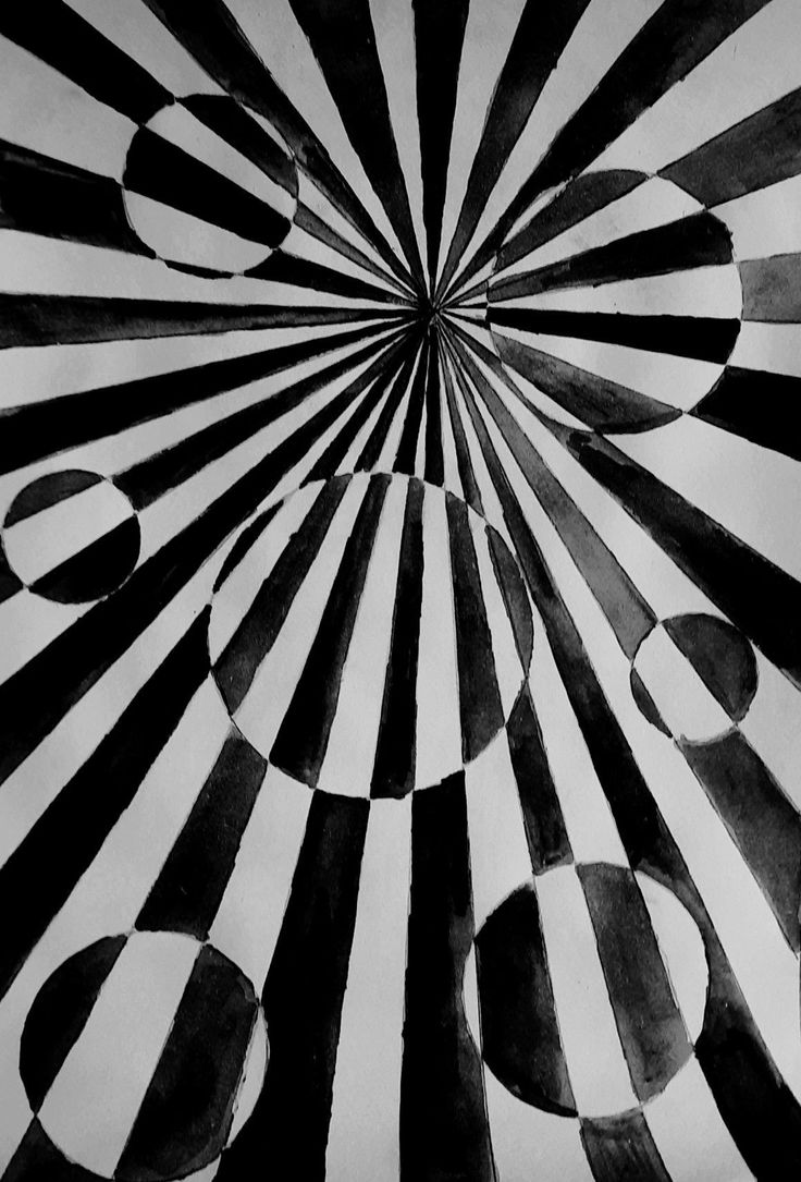 an abstract black and white painting with circles