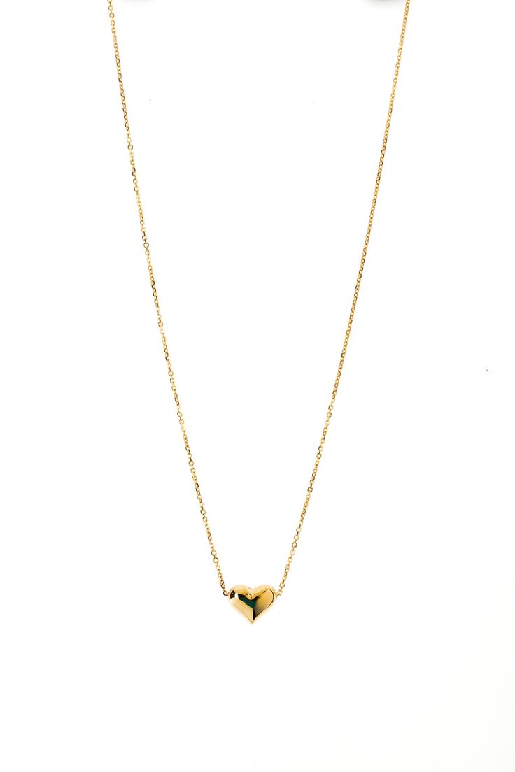 14 karat yellow gold heart necklace. 18 inches long. Yellow Gold Necklaces With Delicate Chain For Valentine's Day, 14k Yellow Gold Heart Necklace With Delicate Chain, Yellow Gold Necklace With Delicate Chain For Valentine's Day, Yellow Gold Delicate Chain Necklace For Valentine's Day, 14k Gold Open Heart Necklace For Formal Events, 14k Gold Open Heart Necklace For Formal Occasions, Minimalist Yellow Gold-plated Heart Necklace, Minimalist Yellow Gold Plated Heart Necklace, Valentine's Day Yellow Gold Necklace With Delicate Chain