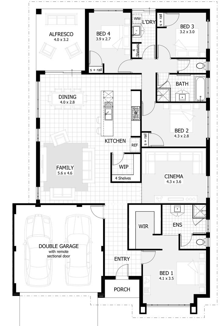 the floor plan for a two story house with three car garages and an attached living area