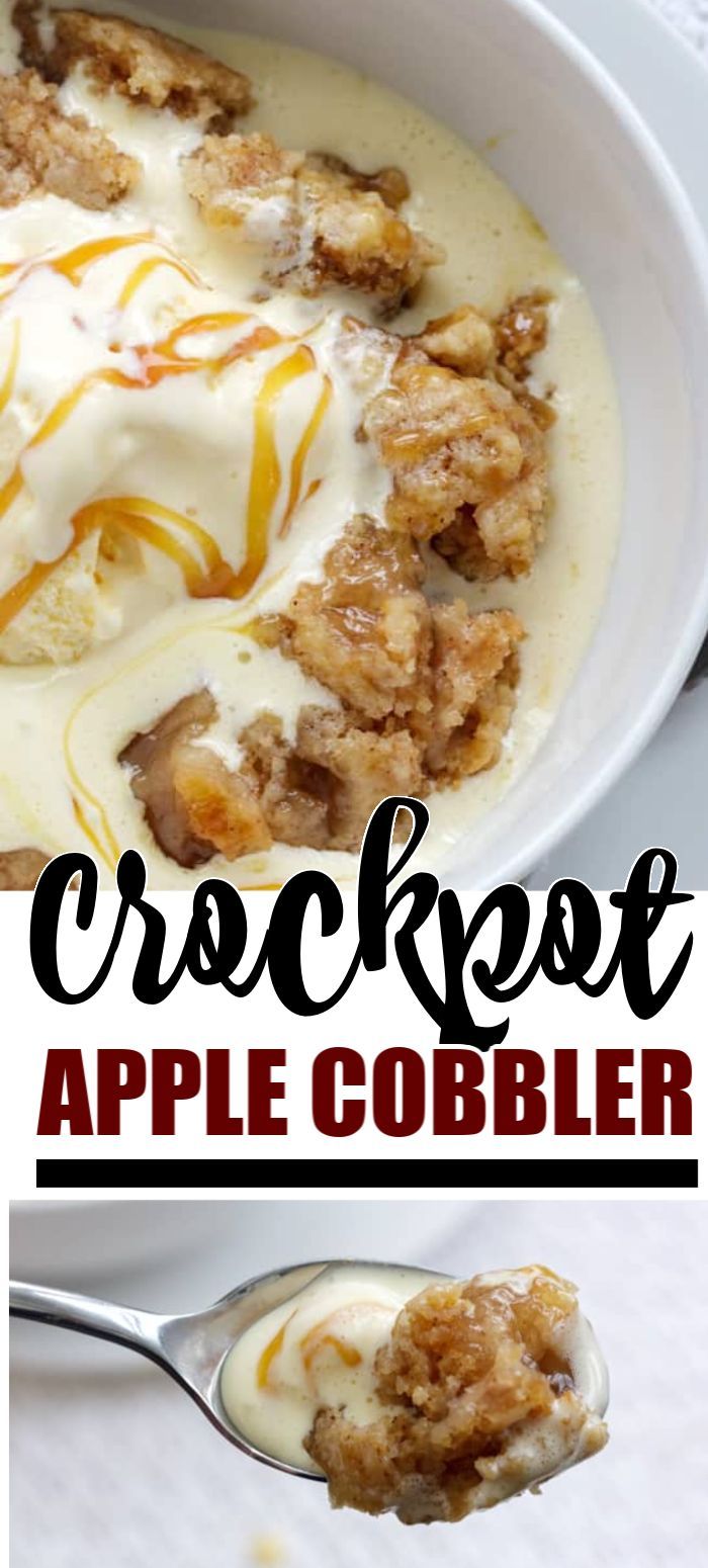 this crockpot apple cobbler is so delicious and easy to make it's the perfect dessert